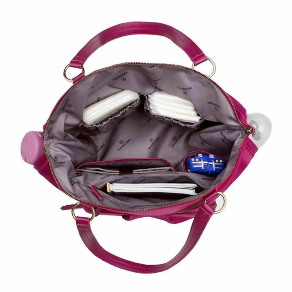TWELVElittle Large Allure Dome Diaper Bag Pink Nylon Tote Crossbody Baby Bag